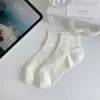 Calcetines de Algodón Peinado de Tubo Corto para Mujer Estilo Coreano Dongdaemun Punto Polar Calcetines de Tubo Medio para Mujer Puntos Pequeños Calcetines Casuales Versátiles