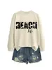 Vida na Praia Amazon Ebay Site Independente Moletom Feminino da Moda e Divertido com Gola Redonda e Manga Longa Outono e Inverno