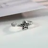 Anel Estrela de Cinco Pontas Vintage Desgastado Moda Feminina Sexy Anel Aberto Anel Estrela de Prata Tailandesa Imitação