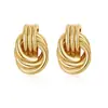 Pendientes de Nudo Dorados de Moda para Mujer, Pendientes Colgantes Gruesos y Únicos, Joyería Dorada Ligera y Elegante, Pendientes Largos