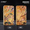 Zorro ZC11-003-3D Estampado Color Impreso Delgado Carcasa de Cobre Puro Mecha de Algodón para Queroseno Encendedor Plegable a Prueba de Viento Venta al por Mayor