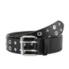 Cinturón de Estrella Remachada Europeo y Americano Hebilla de Pin Doble Fila Cinturón Ancho Estilo Punk Cinturón para Jeans de Mujer Retro Mismo Estilo para Hombres y Mujeres