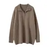 Suave y acogedor suéter de cachemira 2026 otoño/invierno nuevo para mujer, ajuste holgado, con media cremallera, cuello retorcido, suéter de punto base