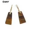 WT-E778 aretes de gancho para mujer de ojo de tigre y lapislázuli, trapezoidales, de longitud media, elegantes, de venta caliente, para la oficina
