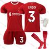 2324 Liverpool Home 11 Salah 3 Endo 66 Arnold 10 McAlister uniforme de futebol