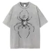[Transfronterizo 230g] Camiseta Gráfica de Araña Dibujada a Mano, Camiseta Casual de Algodón con Mangas Cortas y Estampado para Hombre