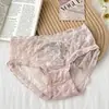Calcinha de Renda com Bolhas Vazadas Estilo Japonês para Meninas, Forro de Algodão Respirável, Calcinha Feminina de Cintura Média que Molda o Quadril