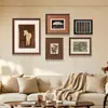 Pintura decorativa para sala de estar estilo medieval, pintura para pared de fondo de sofá minimalista italiano, pintura colgante abstracta retro americana y francesa para comedor