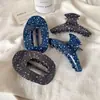 Pinza para el pelo de estrella estilo retro coreano color mezclilla, pinza grande ovalada, accesorio para el pelo de alta gama para mujer, estilo nuevo