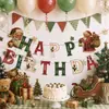 Banner de Aniversário Temático de Conto de Fadas de Natal Transfronteiriço, apresentando elementos de trem e cavalo de madeira, para festas, banners de alfabeto, toppers de bolo e arranjos decorativos