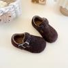Sapatos Birkenstock Peluciados Emagrecedores para Meninas Outono/Inverno 2025 Novos Sapatos Versáteis para Meninos Estilo Coreano Mocassins Loafers Infantis