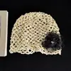 Gorro de punto floral de lentejuelas de moda para mujer, gorro de punto calado de verano, gorro holgado de estilo artístico vintage