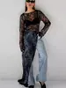 Vestido de encaje transparente con abertura, estilo europeo y americano nuevo, diseño elegante, cuello redondo, manga larga, blusa para verano y otoño 2026, adecuado para desplazamientos transfronterizos