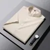Camisa de manga corta de seda helada de color liso para hombre, camiseta de negocios de alta gama para verano, camisa casual delgada ajustada elástica transpirable