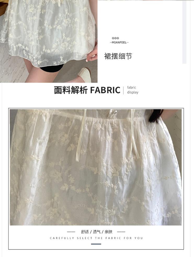 新中式孕妇套装宽松绣花雪纺衫托腹裤两件套