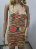 Primavera y Verano 2025 E-commerce Transfronterizo Vacaciones para Mujer Sexy Bolso Cadera Espalda Descubierta Suéter Teñido con Cuello en V Profundo Vestido de Punto