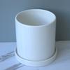 [Transfronteiriço] Novo vaso de flores redondo nórdico simples e carnudo de cerâmica grande com bandeja e logotipo criativo