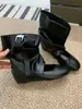 Primeiro Encontro Ji Botas Empilhadas Retrô Botas Femininas Outono e Inverno Roupa Externa Bico Redondo Decote Baixo Fivela de Cinto Moda Ballet