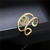 Suministro transfronterizo de Aogu Moda europea y americana nuevo cobre chapado en oro de 18 quilates micro incrustado circón personalidad cara sonriente anillo abierto