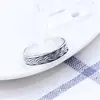 Anillo Retro de Plata de Ley s990 Tailandesa para Mujer Anillo Abierto con Forma de Torcedura Distinguida Envejecida para Dedos Índice de Niñas