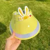 Carregamento Solar + Carregamento USB Uso Duplo Chapéu Ventilador de Orelha de Coelho Proteção Solar de Aba Larga para Uso Externo Ajustável