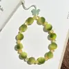 Pequeña Flor de Limón Verde Redonda Perla Bodhi Cadena para Teléfono Móvil Estilo Muñequera de Estudiante Semillas de Bodhi Perlas Budistas Colgante para Lanyard de Teléfono Móvil