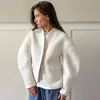 Abrigo de Lana Gruesa Transfronterizo Europeo y Americano para Mujer, Nuevo Diseño Otoño e Invierno 2026, Top de Color Sólido con Cuello en V Estilo Chanel