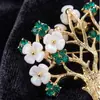 Broche de Aleación y Resina de Alta Gama con Diamantes en Forma de Árbol Grande, Accesorio de Moda para Ropa en Abrigos, Pin Antiexposición