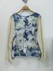Vestido artístico azul tie-dye hecho a mano de Radix Isatidis de planta pura original, sobrecapas exteriores protectoras solares