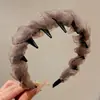 Estilo Coreano Verão Faixa de Cabeça Alta Caveira para Lavar o Rosto Feminina Estilo Luxo Leve de Alta Qualidade com Dentes Faixa de Cabelo Prendedor de Cabelo Fofo de Esponja