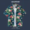 Camisa de Verano para Hombre Estilo Tailandés Transfronteriza Camisa de Playa Holgada Floral de Manga Corta para Vacaciones en la Costa Hawaiana Chaqueta