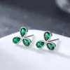 Novos Brincos de Trevo para Mulheres, Tarraxas Vintage de Zircônia Esmeralda, Joias de Pétalas de Luxo Leve de Nicho Atacado