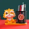 Xiaohongshu Super Dulce Rosa Mapache Portalápices Lámpara Iluminada Dibujo Animado Portalápices de Escritorio Caja de Almacenamiento Papelería para Estudiantes