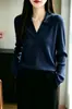Suéter de punto acanalado para mujer de algodón puro para primavera y otoño con cuello alto, con delicadas rayas verticales, tejido transpirable y agradable para la piel, perfecto para el trabajo o el uso diario, y versátil como capa base
