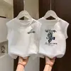 Chaleco de Algodón Puro Estilo Americano para Niños Camiseta sin Mangas para Niños y Niñas Verano Nuevo Estilo Tallas Medianas y Grandes Moda Infantil Chaleco Casual