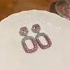 Brincos Pendentes Vazados Cravejados com Diamantes, Acessórios de Orelha Simples com Pino de Prata, Estilo Minimalista Único, Toque de Luxo Leve e Sofisticado para Mulheres