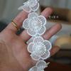 Bordado requintado de organza de poliéster, renda tridimensional de contas de flores de camada dupla, materiais de joias de véu de casamento faça você mesmo