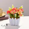 10 pequenos cercados de rosa bonsai flores artificiais criativas ornamentos de decoração para casa estúdio planta verde artificial planta em vaso de simulação