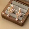 Pendientes de Plata de Ley 925 de Nuevo Estilo con Diamantes, Diseño de Estrella de Cinco Puntas Full Diamond Letra, Pendientes con Borlas, Pendientes Largos de Perla al por Mayor