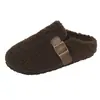 Mules cerrados tipo Birkenstock de suela gruesa, pantuflas de algodón para mujer para exteriores, nuevas botas de nieve de invierno 2026 con forro de felpa