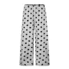 Pantalones de chándal bicolor de lunares con dobladillo deshilachado para hombre, marca de moda de alta calle, pantalones rectos holgados, pantalones casuales deportivos de cintura elástica y pierna ancha