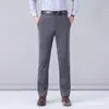 Pantalones de Negocios Finos para Hombre de Primavera y Verano, Pantalones Casuales para Hombres de Mediana Edad y Mayores, Pantalones de Hielo de Seda Elástica Rectos Holgados para Hombre
