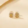 Pendientes de botón de plata de ley S925 Yuebao Jewelry, Incrustación cuadrada octagonal, Pendientes diarios de lujo ligero de alta gama, Populares en Xiaohongshu