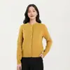Cardigan de Lã de Ovelha 100% Feminino com Gola Redonda, Fashion e Versátil, Casual, Tricotado 1N6307