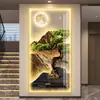 Nueva Pintura de Luz LED de Estilo Chino de Lujo Ligero para Vestíbulo, Arte de Pared de Paisaje Grandioso para Pared de Fondo de Sala de Estar, Pared de Pasillo