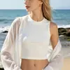 Chaleco Corto Básico de Color Sólido para Mujer, Ropa Interior Transpirable Elástica de Algodón sin Mangas, Camisola Adelgazante de Cintura Alta, Venta al por Mayor desde el Fabricante