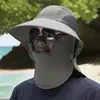 Sombrero de pesca con protección solar para hombre, de verano, para exteriores, de gran tamaño, transpirable, antimosquitos, con chal y máscara para recoger té.