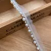 Fita de Malha com Fio Prateado e Pérolas Costuradas à Mão, Decoração Estilo Étnico Hanfu, Acessórios DIY de Pérolas Artificiais Venda por Atacado