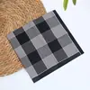 Lenço Masculino 43cm em Fio Tingido de Algodão Puro, Lenço Clássico Macio e Confortável 100% Algodão, Estilo Fino com Xadrez em Cor Contrastante, Toalha de Mão para Absorver Suor