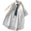 Comercio Exterior Estilo Japonés Retro Delgada Corbata JK Camisa de Hombre Verano Estilo Coreano Moda Suelta Ins Pareja Combinación Total Color Sólido